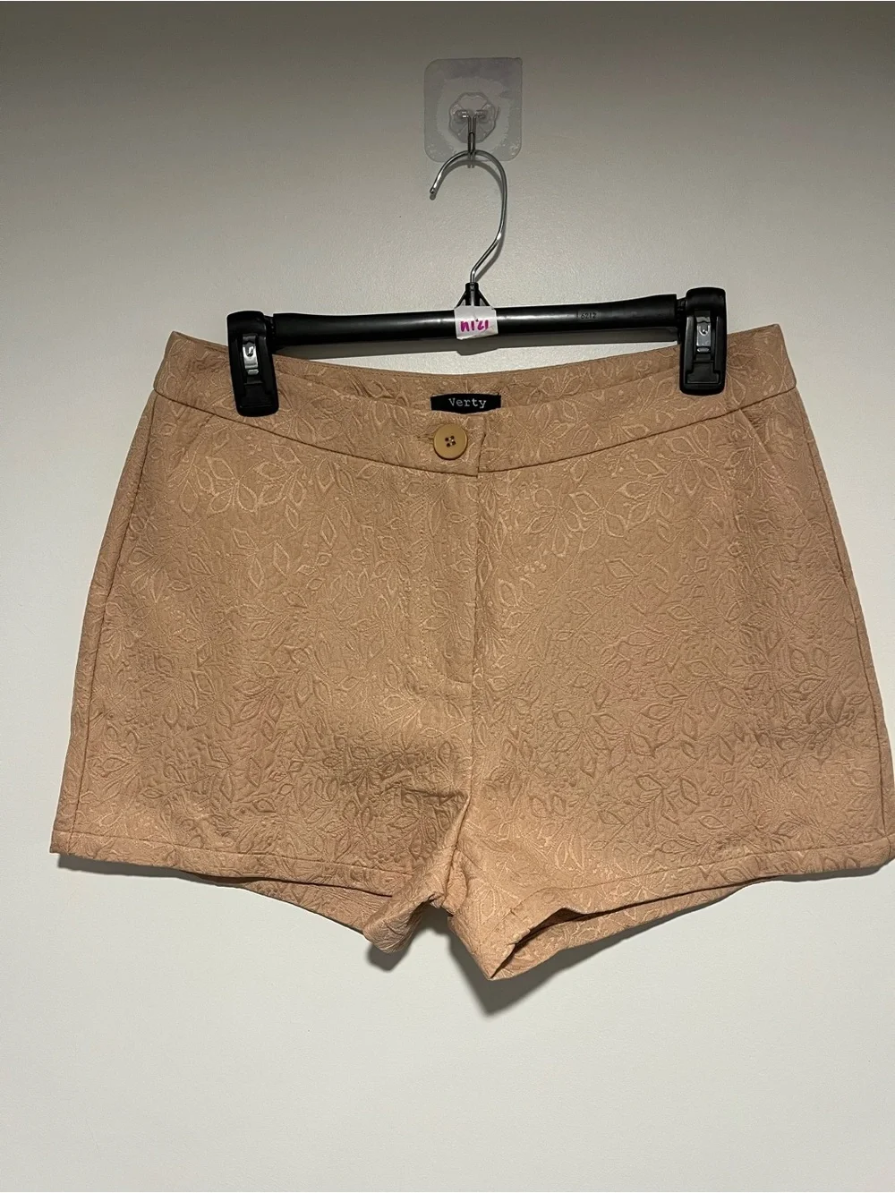 verty Beige High-Waist Textured Shorts